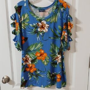 Scarlett Blue and Orange Floral Blouse